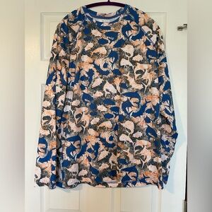 Blue & Rust Fish Print Long Sleeve Tee PFG